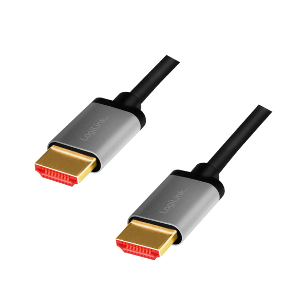 CABLU video LOGILINK, HDMI (T) la HDMI (T) 2.1, 1m, conectori auriti, rezolutie maxima 8K (7680 x 4320) la 60 Hz, aluminiu, triplu ecranaj, negru-gri, "CHA0104"
