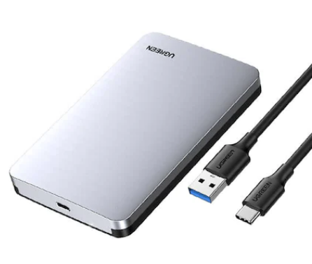 RACK extern Ugreen, "CM300" pt HDD si SSD SATA 2.5" conectare USB 3.1 Gen2 max 6 Gbps, cablu inclus USB to USB Type-C, aluminiu, gri "70498" - 6957303874989