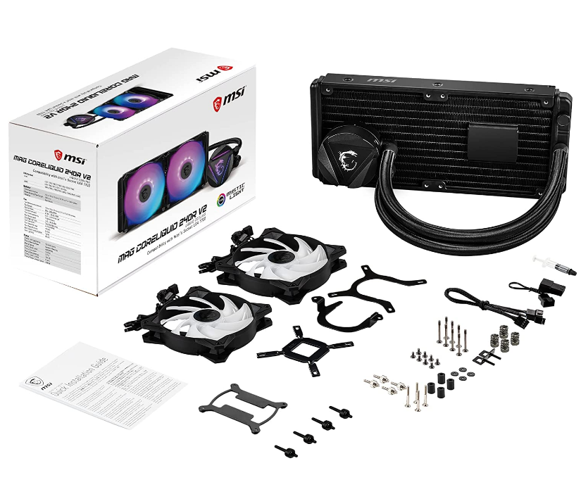 Cooler MSI "CORELIQUID 240R V2", skt universal, racire cu lichid, ventilator 120 mm x 2, 2000 rpm, iluminat ARGB, "CORELIQUID 240R V2"