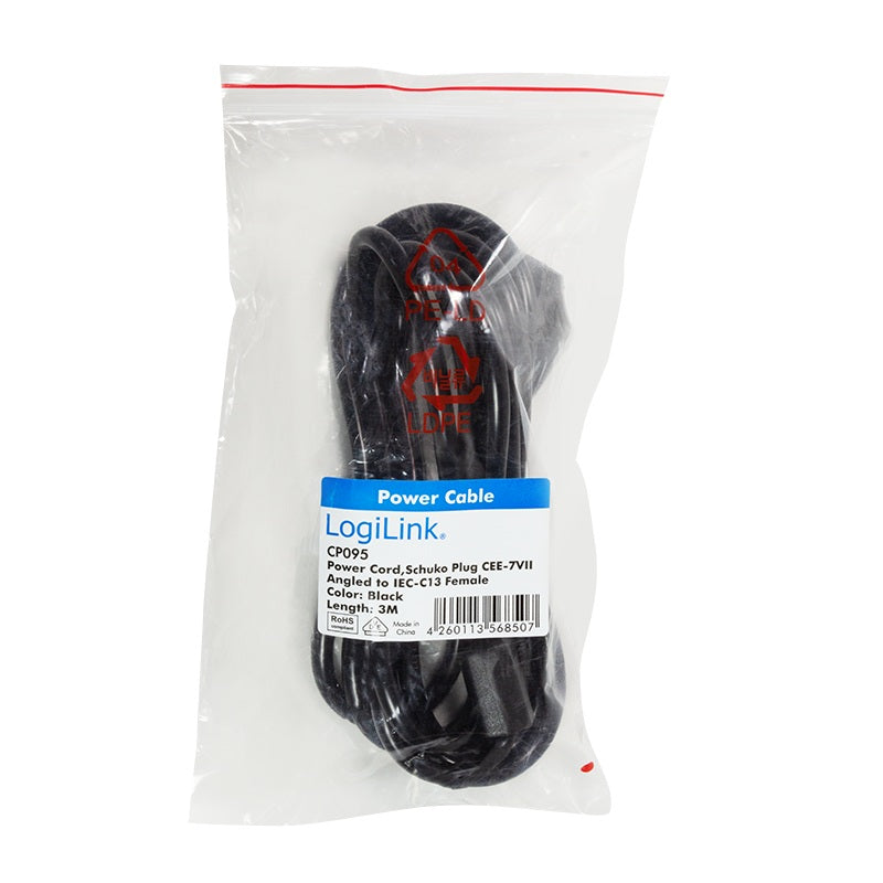 CABLU alimentare LOGILINK 3m, intrare Schuko, iesire C13, 10A, testat VDE, black, "CP095"