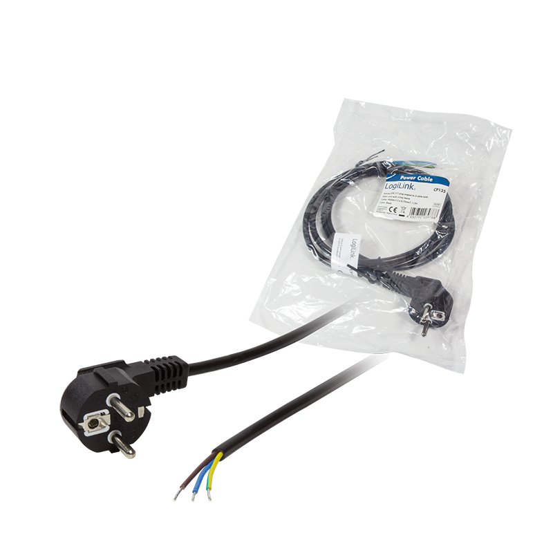 CABLU alimentare LOGILINK 1.8m, intrare Schuko, iesire fire fara conector 3 x 0.75mm2, 10A / 2500W, 1.5m, black, "CP135"