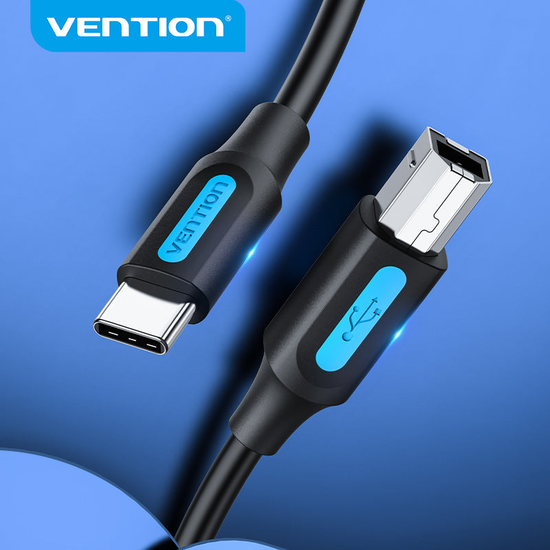 Cablu USB pt. imprimanta Vention, USB B (T) la USB-C (T), 1.5m, 480 Mbps, TPE, negru, "CQUBG" - 6922794756410