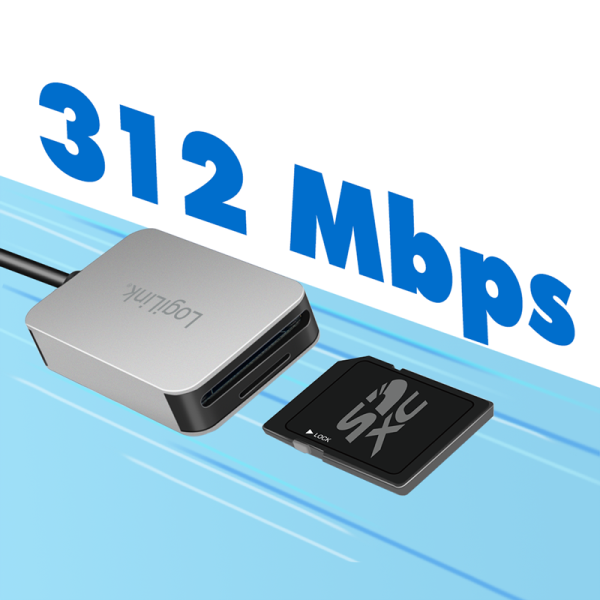 CARD READER extern LOGILINK, interfata USB Type C, citeste/scrie: SD / micro SD; aluminiu, gri, "CR0050"