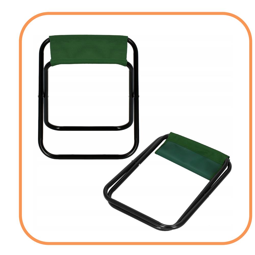 Scaun pliabil pentru camping sau pescuit, cadru metalic, maxim 100 kg, 26x26x34 cm, verde