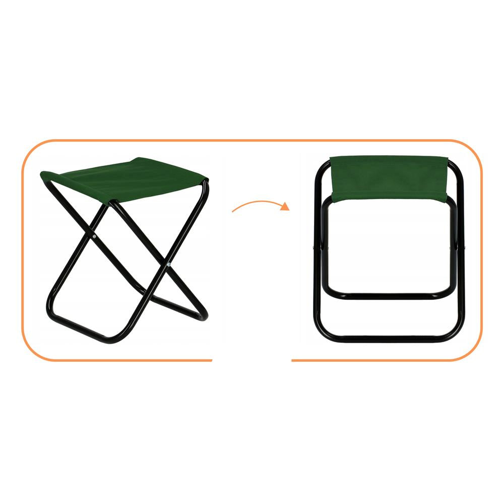 Scaun pliabil pentru camping sau pescuit, cadru metalic, maxim 100 kg, 26x26x34 cm, verde