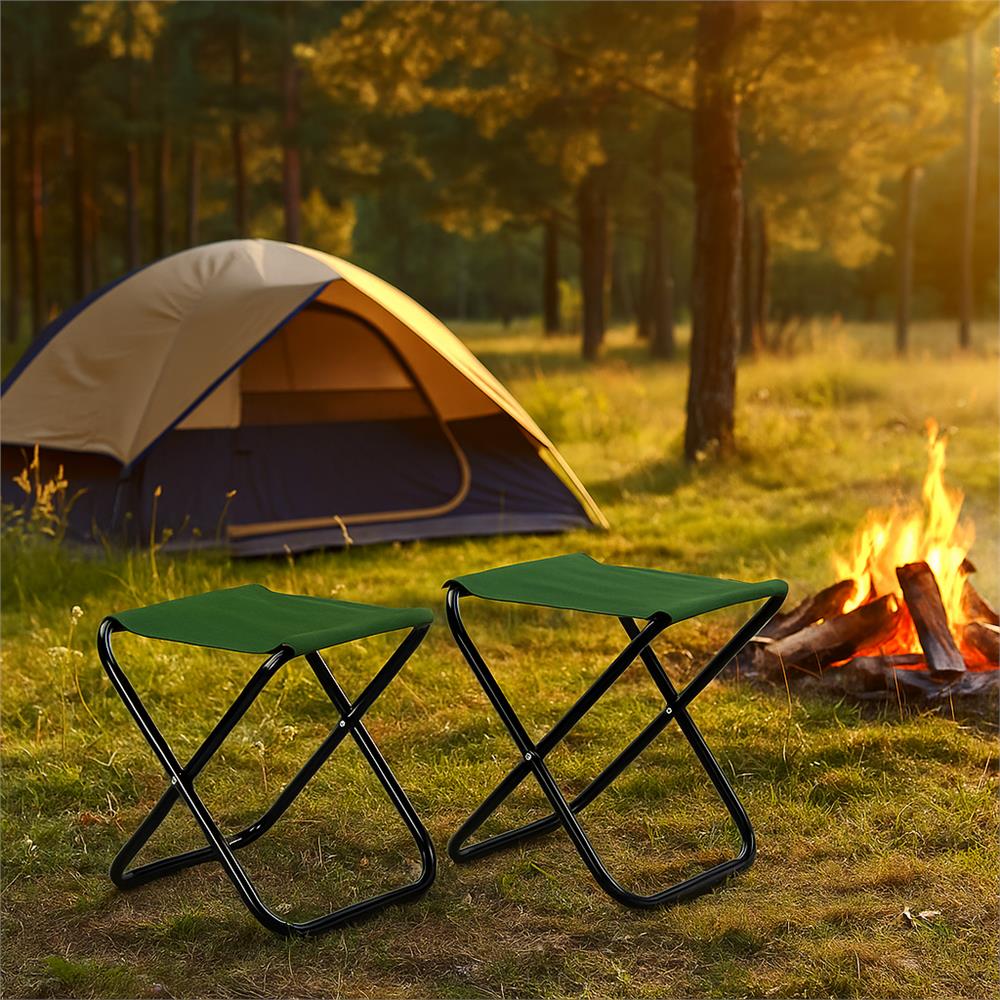 Scaun pliabil pentru camping sau pescuit, cadru metalic, maxim 100 kg, 26x26x34 cm, verde
