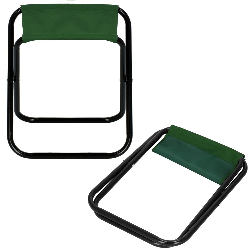 Scaun pliabil pentru camping sau pescuit, cadru metalic, maxim 100 kg, 26x26x34 cm, verde