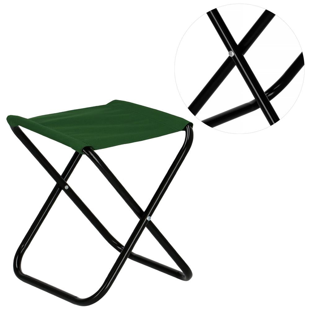 Scaun pliabil pentru camping sau pescuit, cadru metalic, maxim 100 kg, 26x26x34 cm, verde