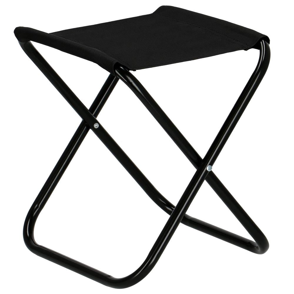 Scaun pliabil pentru camping sau pescuit, cadru metalic, maxim 100 kg, 26x26x34 cm, negru