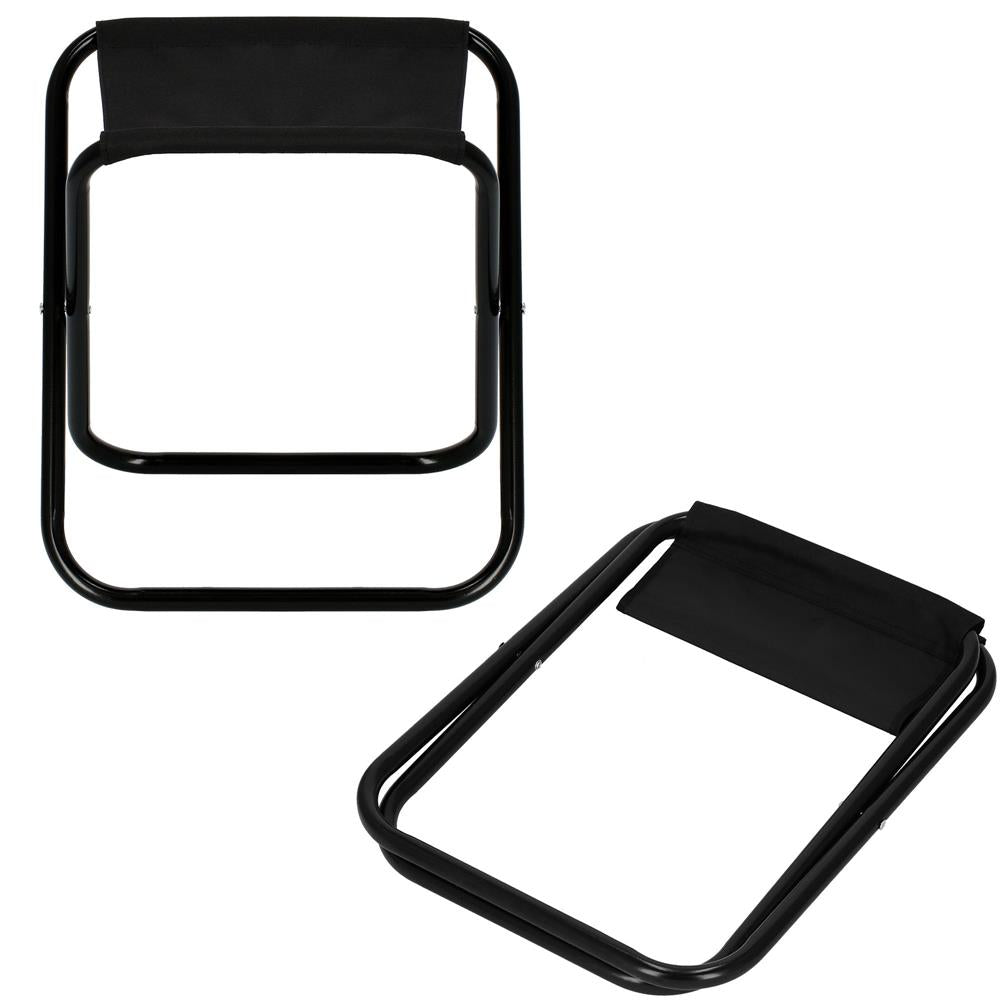 Scaun pliabil pentru camping sau pescuit, cadru metalic, maxim 100 kg, 26x26x34 cm, negru