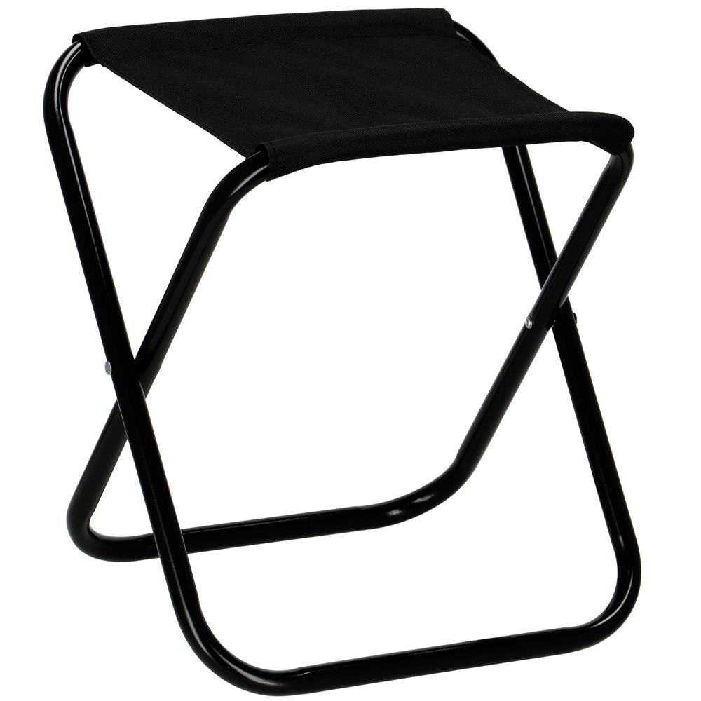 Scaun pliabil pentru camping sau pescuit, cadru metalic, maxim 100 kg, 26x26x34 cm, negru
