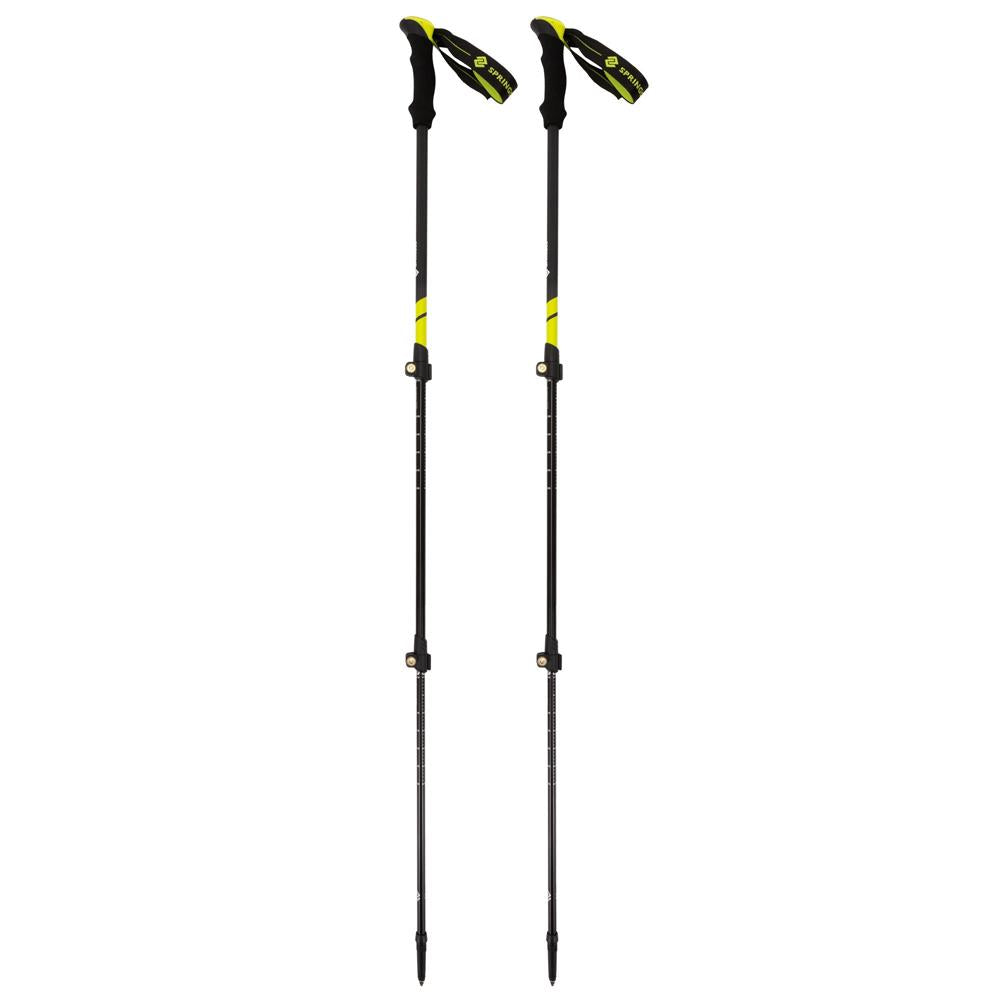 Set bete trekking reglabile 62-135 cm, aluminiu, cu accesorii si husa, negru si verde
