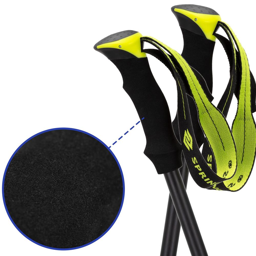 Set bete trekking reglabile 62-135 cm, aluminiu, cu accesorii si husa, negru si verde