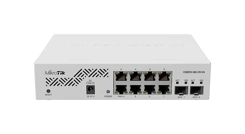 SWITCH Mikrotik, Gigabit x 8, SFP+ x 2, managed, "CSS610-8G-2S+IN"