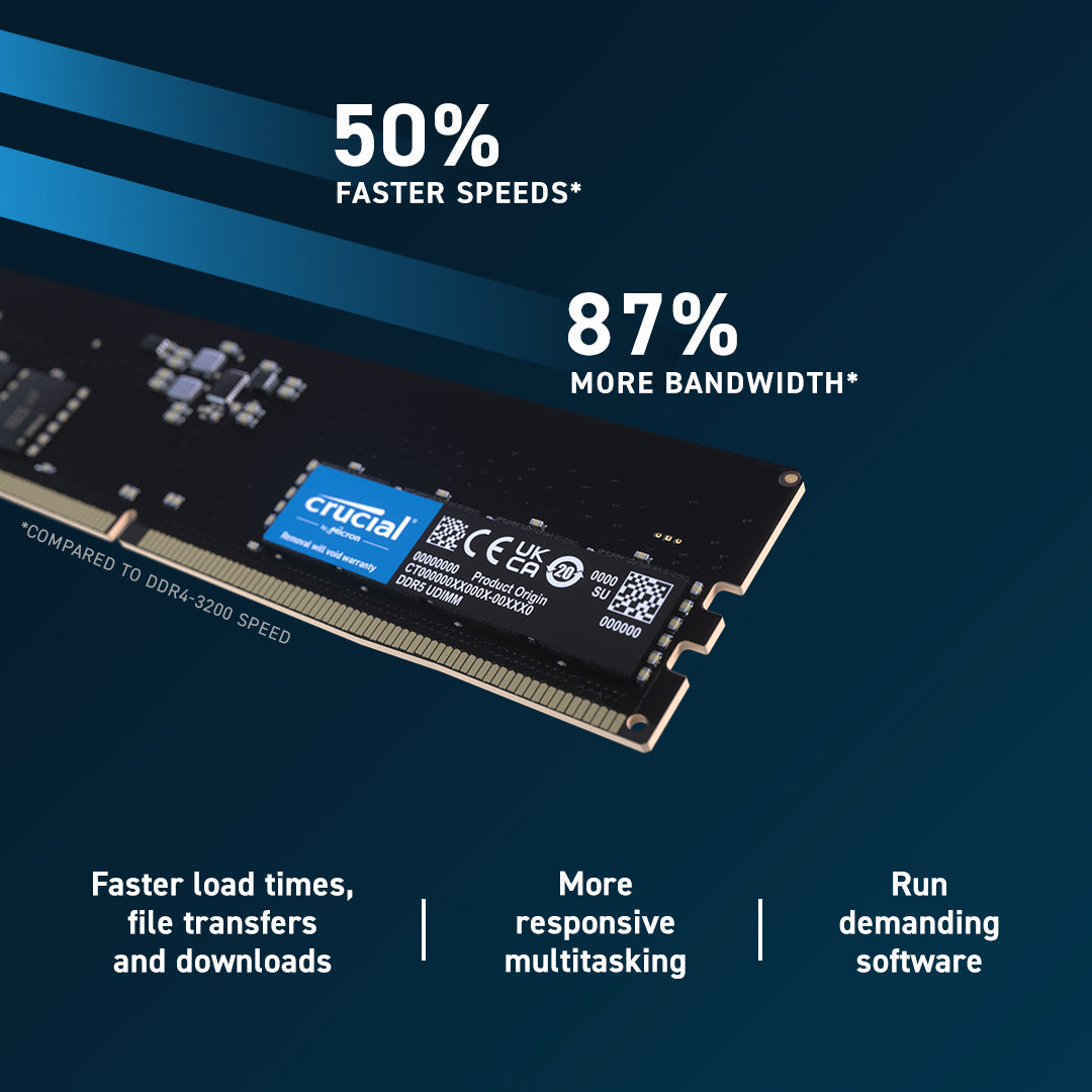Memorie DDR Crucial DDR5 16 GB, frecventa 4800 MHz, 1 modul, radiator, 