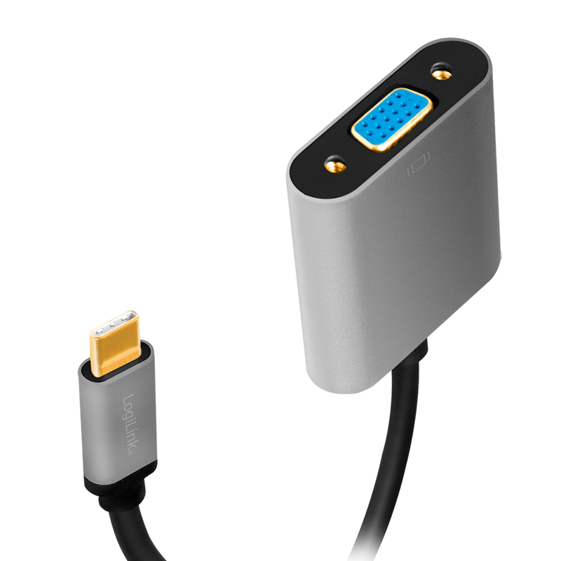 Adaptor video Logilink, adaptor USB-C (T) la VGA (M), 0.15m, conectori auriti, rezolutie maxima Full HD (2048 x 1536)