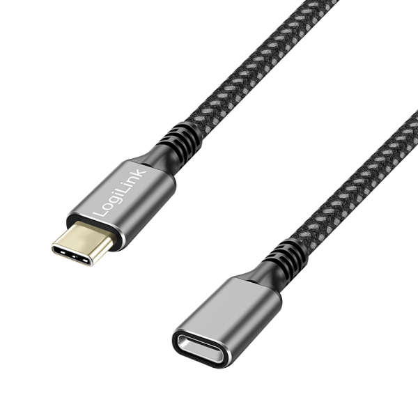 Cablu alimentare si date LOGILINK, pt. smartphone, USB 3.2, USB Gen Type-C (T) la USB Type-C (M), 2m, PD 100W, 2 x ecranat, aluminiu, negru&gri, 