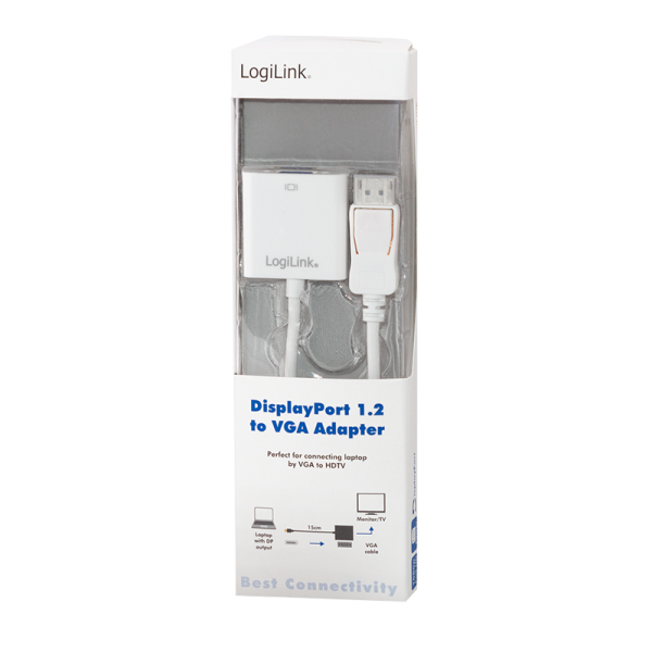 Cablu video Logilink, adaptor DisplayPort (T) 1.1 la VGA (M), 0.15m, conectori auriti, rezolutie maxima Full HD (1920 x 1200)
