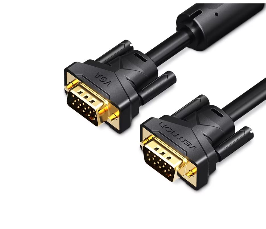 Cablu video Vention, VGA(T) la VGA(T), 10m, rezolutie maxima 1080p la 60 Hz, conectori auriti, cupru, invelis PVC, filtre de ferita, negru, "DAEBL" - 6922794741669
