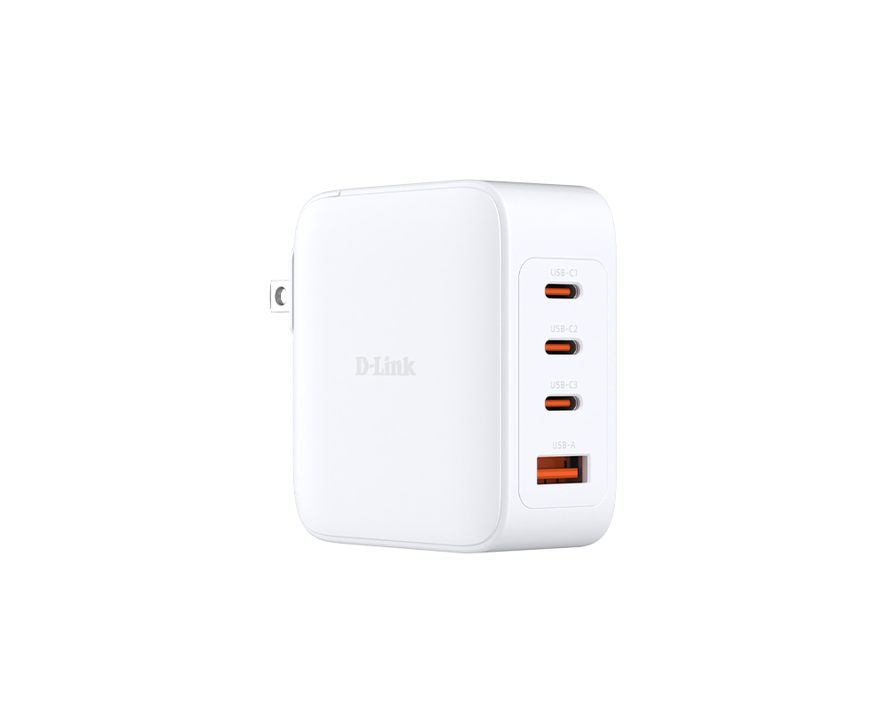 INCARCATOR retea D-Link, Quick Charge GaN PD 3.1 / QC 4.0 140W, 3 x USB Type-C 28.0V@5.0A max, 1 x USB 12.0V@2.5A , alb "DCF-141"