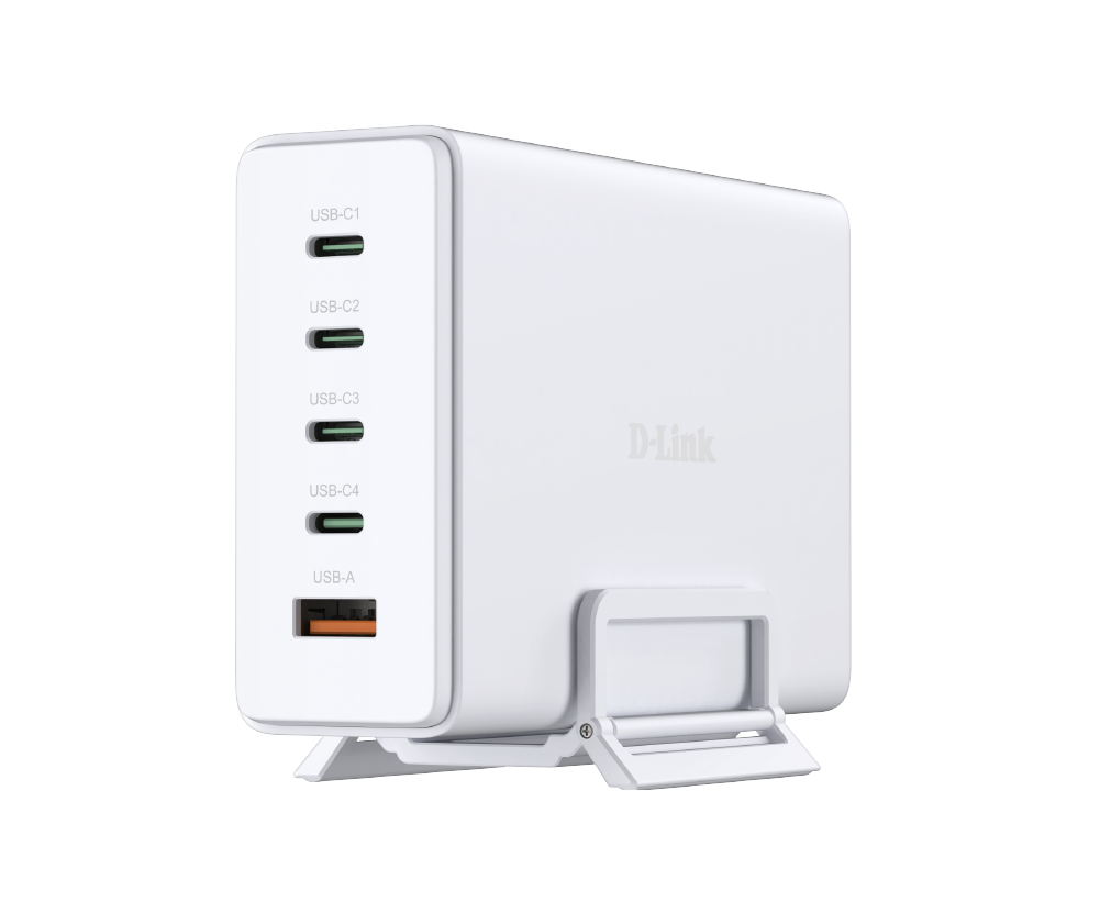 INCARCATOR retea D-Link, Quick Charge GaN PD 3.1 / QC 4.0 240W, 4 x USB Type-C 28.0V/5.0A max, 1 x USB 12.0V/2.5A , alb "DCF-241"
