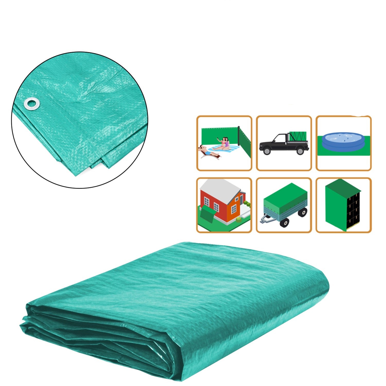 Prelata de protectie de dimensiune mare, laminata, impermeabila, cu protectie UV, 16x12 m, 70 GSM, verde - 3