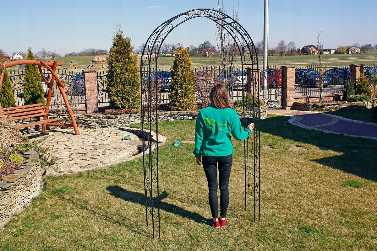 Pergola gradina cu suport pentru plante cataratoare, structura metalica, 130x39x260 cm, negru