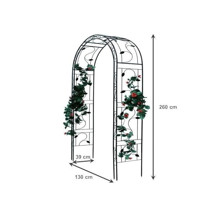 Pergola gradina cu suport pentru plante cataratoare, structura metalica, 130x39x260 cm, negru