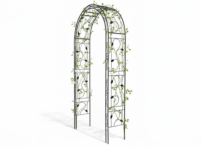 Pergola gradina cu suport pentru plante cataratoare, structura metalica, 130x39x260 cm, negru