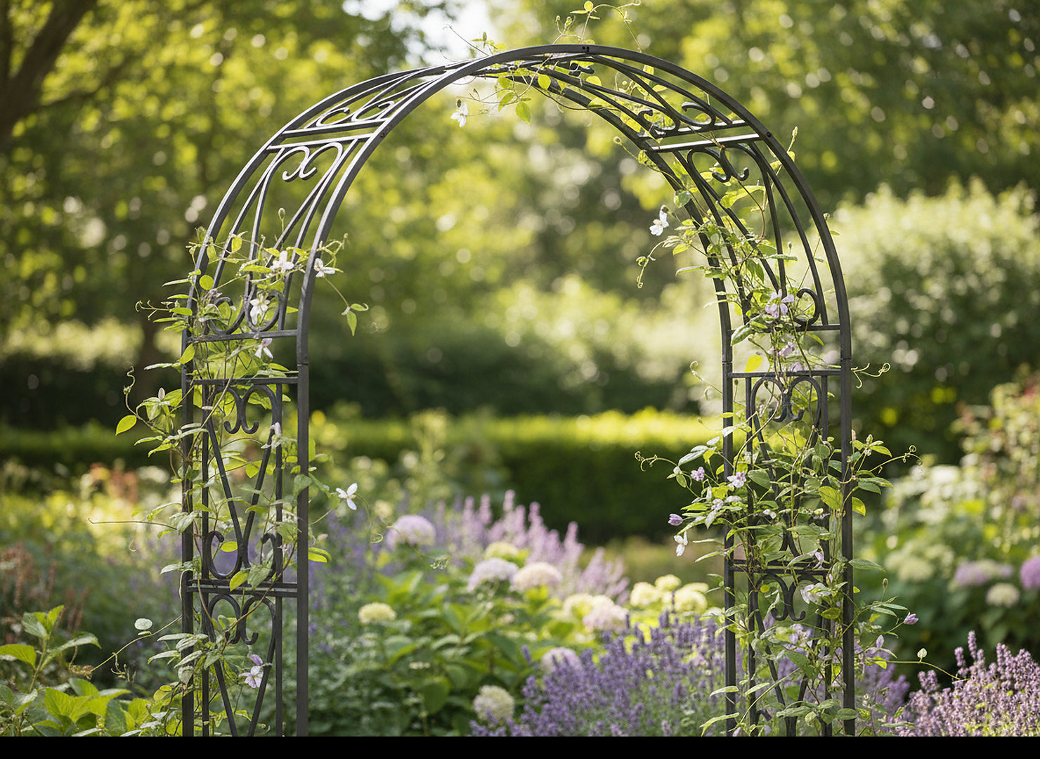 Pergola gradina metalica, suport pentru plante cataratoare, 150x40x250 cm, negru