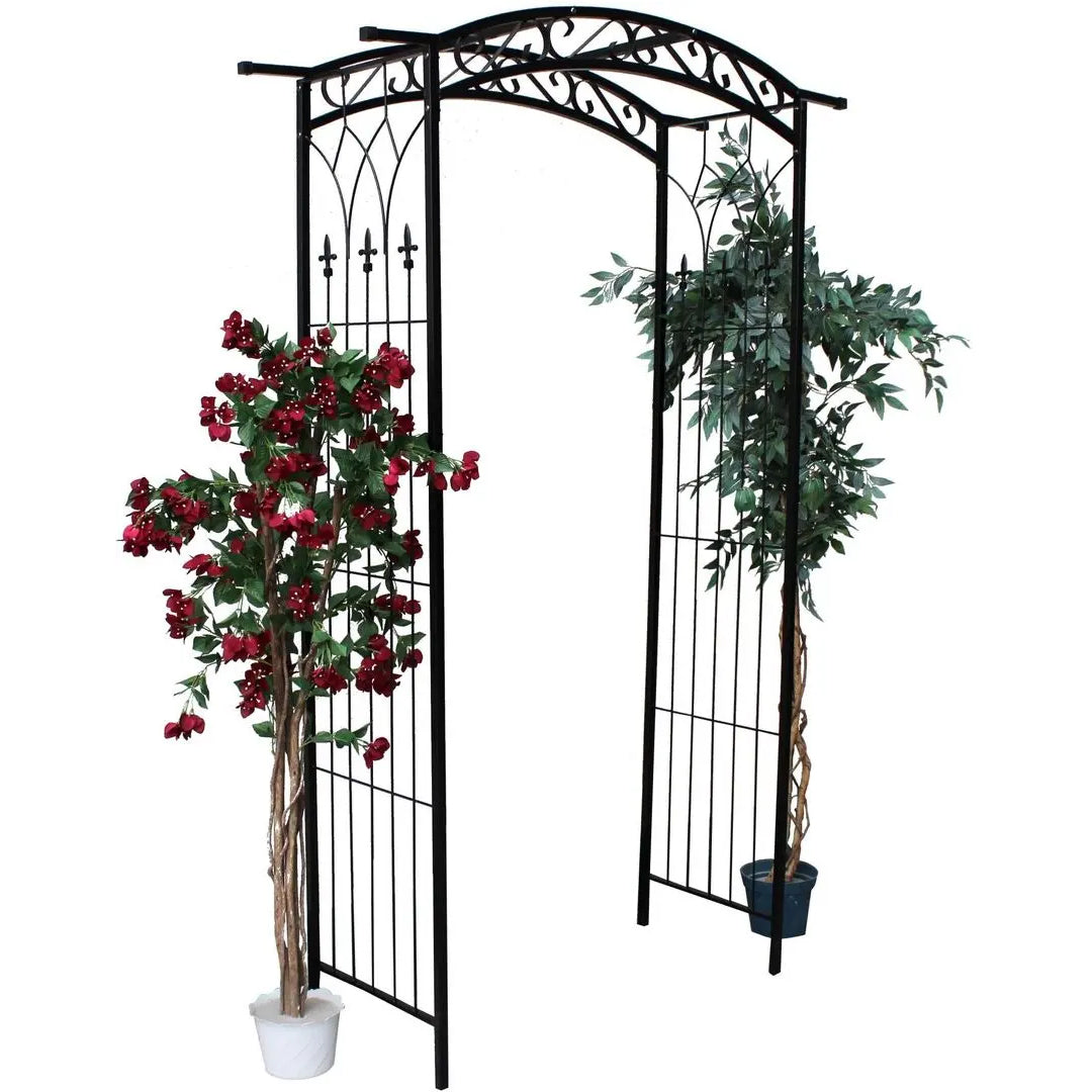 Pergola gradina metalica, suport plante cataratoare, 105x46x215 cm, negru
