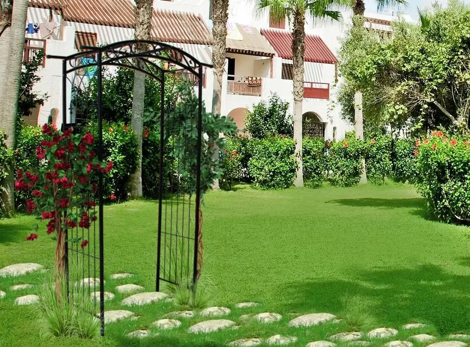 Pergola gradina metalica, suport plante cataratoare, 105x46x215 cm, negru