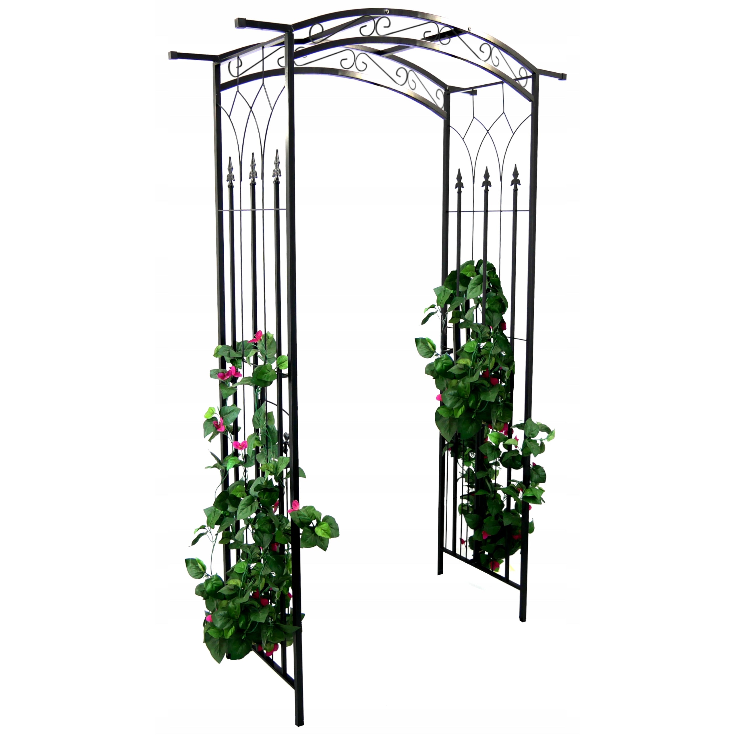 Pergola gradina metalica, suport plante cataratoare, 105x46x215 cm, negru