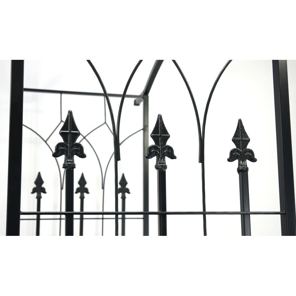 Pergola gradina metalica cu poarta, suport plante cataratoare, 106x50x217 cm, negru