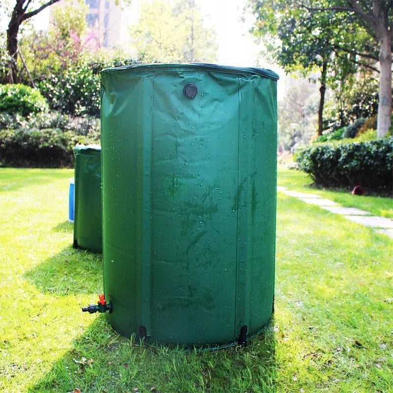 Rezervor apa pluviala 1000 L, pliabil 100x125 cm, cu robinet, filtru si capac cu fermoar, PVC rezistent UV, verde