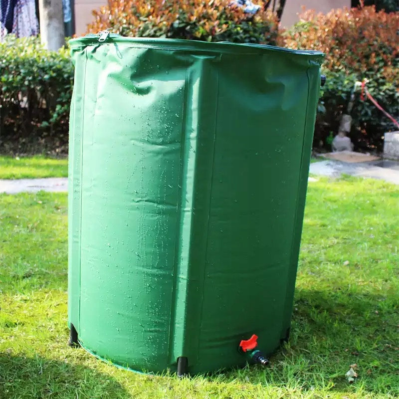 Rezervor apa pluviala 1000 L, pliabil 100x125 cm, cu robinet, filtru si capac cu fermoar, PVC rezistent UV, verde