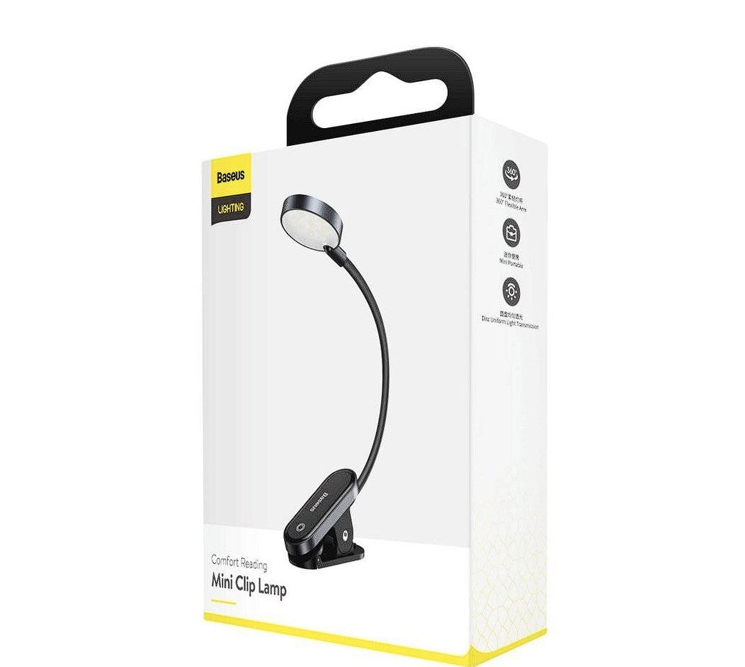 LAMPA pentru citit Baseus Comfort, LED, 3 trepte intensitate luminoasa, acumulator 400mAh, culoare 4000k "DGRAD-0G" 45507218 (include timbru verde 0.18 lei) - 6953156223523