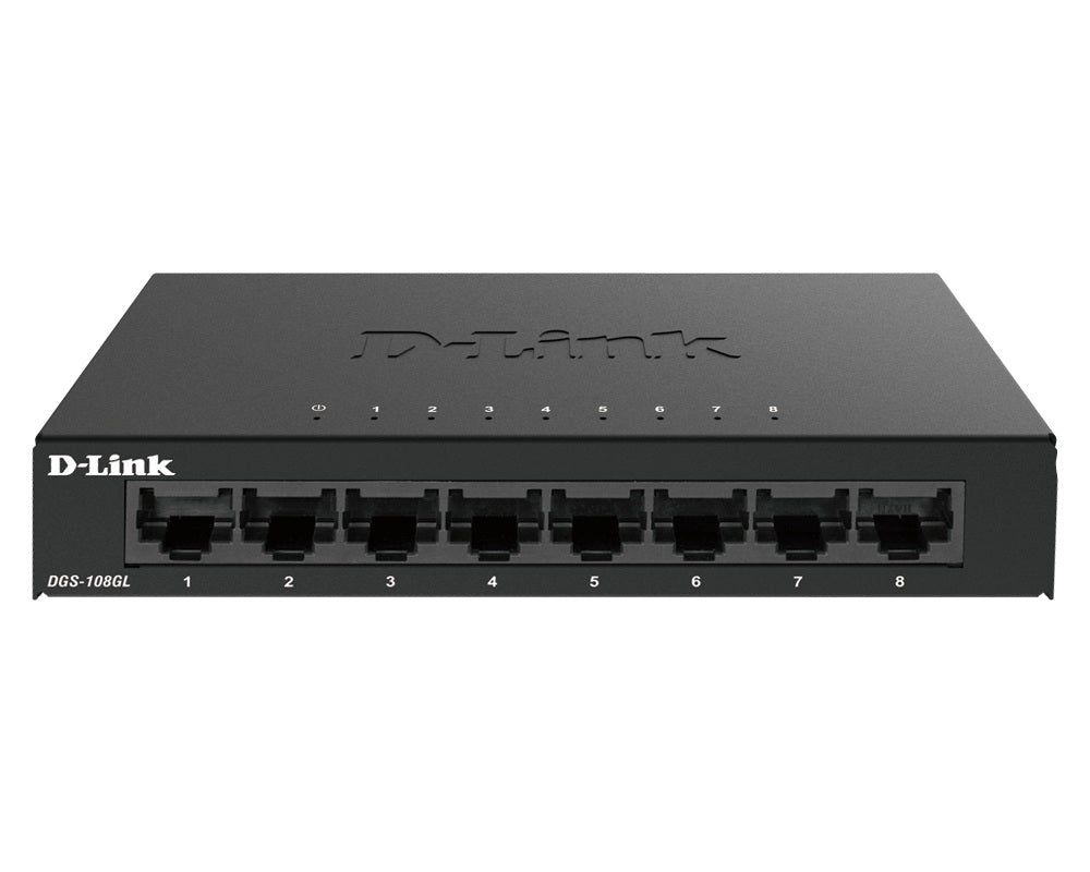 SWITCH D-Link, Gigabit x 8, carcasa metalica, "DGS-108GL"