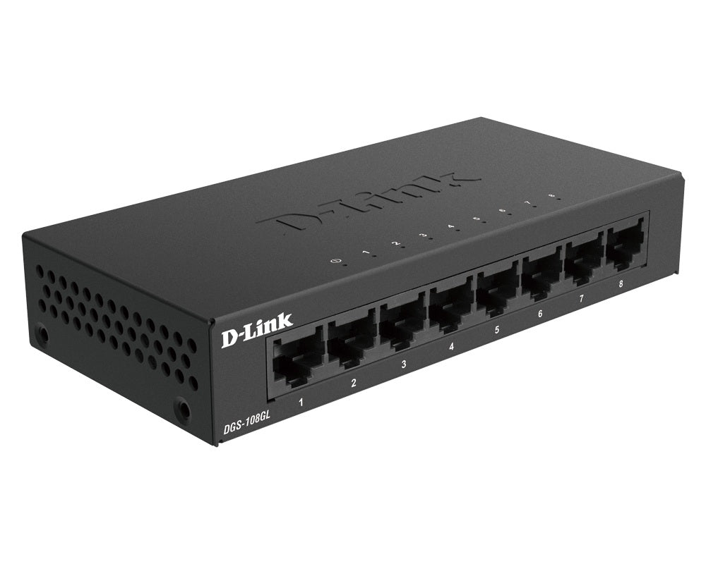 SWITCH D-Link, Gigabit x 8, carcasa metalica, "DGS-108GL"