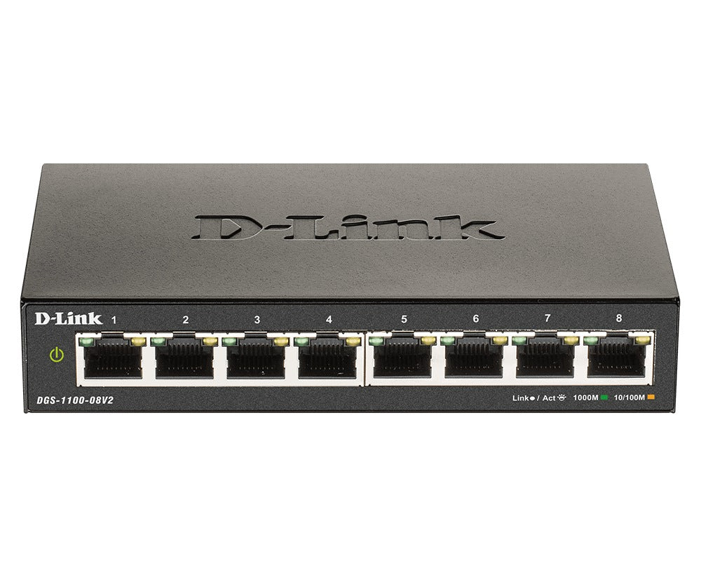 SWITCH D-LINK SMART 8 porturi Gigabit carcasa metalica, "DGS-1100-08V2"