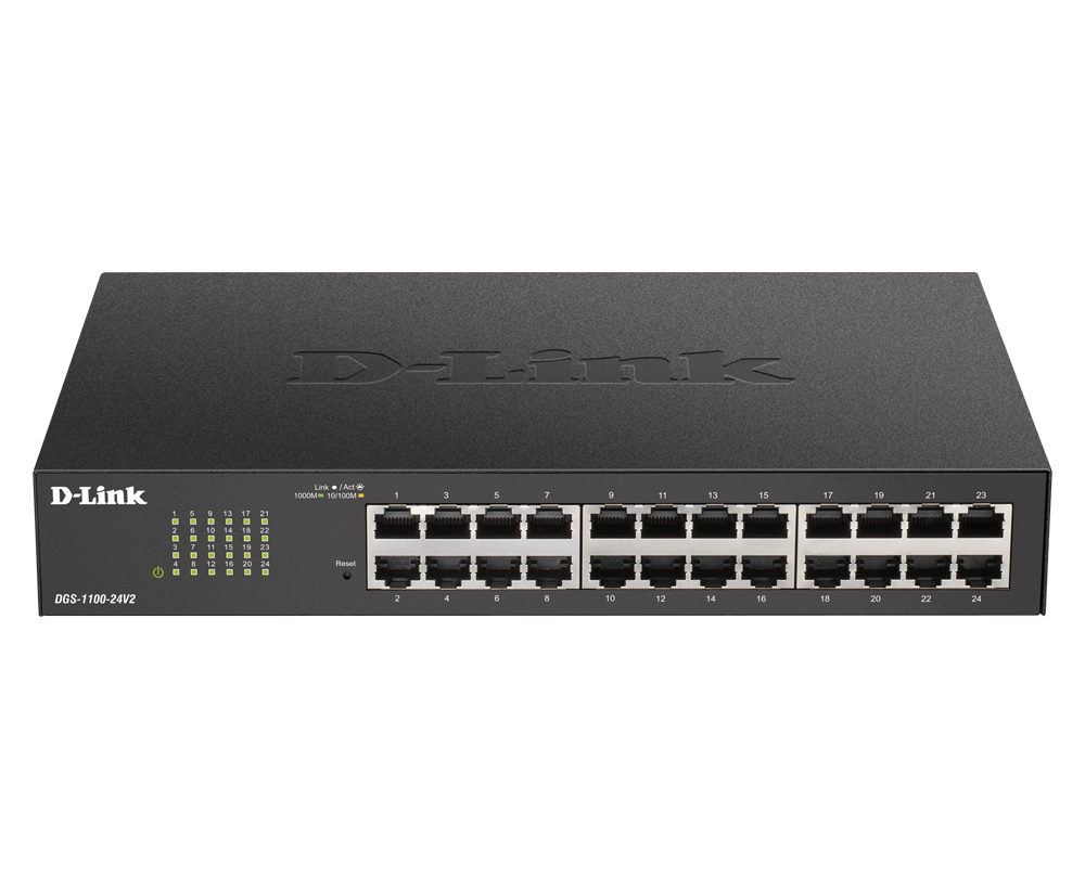 SWITCH D-LINK SMART 24 porturi Gigabit carcasa metalica, rackabil, "DGS-1100-24V2/E"