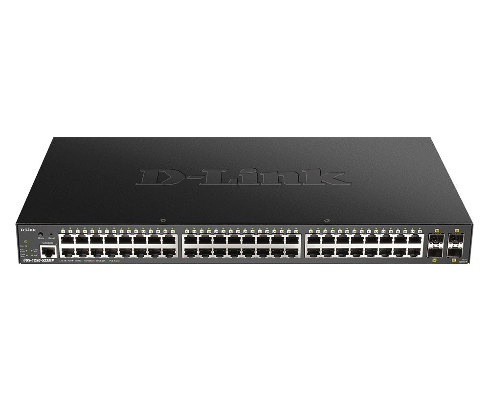 SWITCH. PoE D-Link, port Gigabit x 48, SFP SFP+ x 4, managed, carcasa metalica, "DGS-1250-52XMP"
