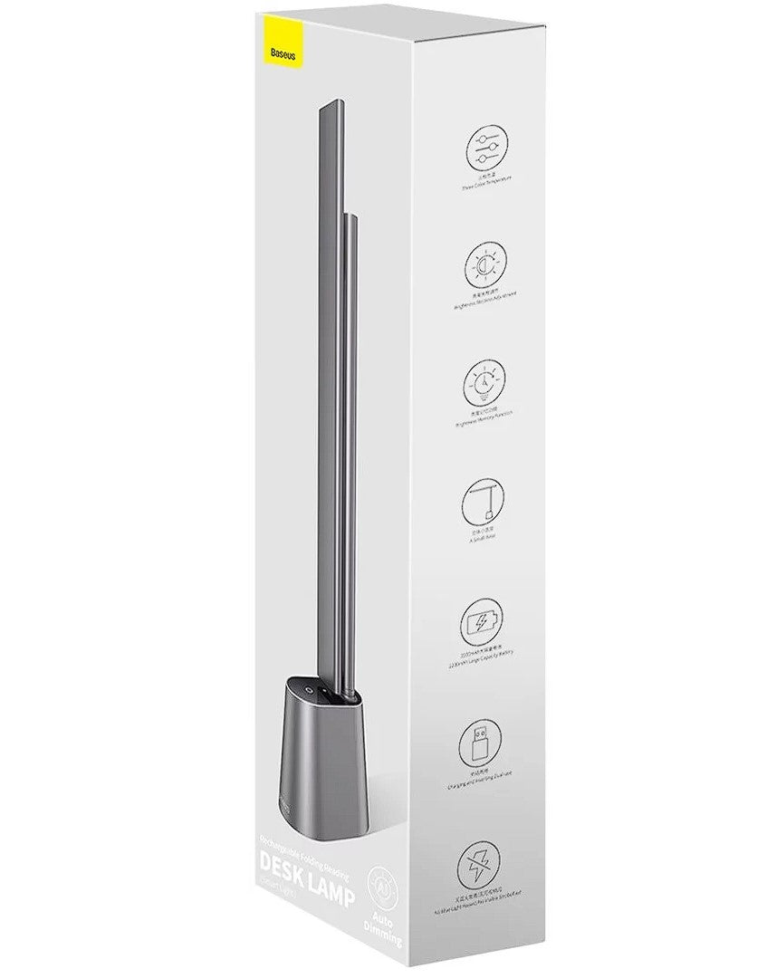 LAMPA BIROU LED Baseus Smart Eye Series,5W, dimensiuni: 350*53*382mm, 3 trepte intensitate lum,mat ABS+PC+aliaj de aluminiu,rotire 180 grade,alimentare:cablu USB-C inclus,gri "DGZG-0G" -6953156204997