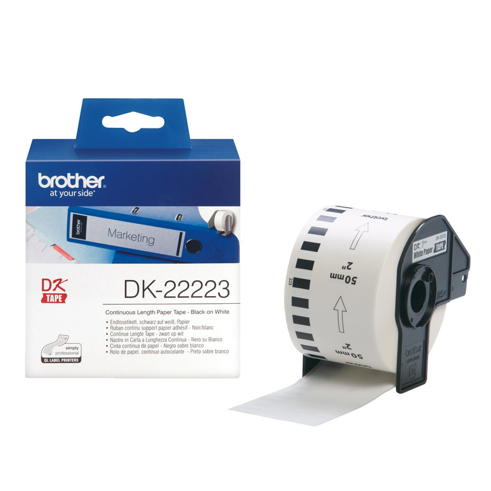 Banda Continua Hartie Original Brother Black on White, DK22223, pentru P-TOUCH QL-1100|1110|800|810|1050|1060|500|560|570|580|650|702, 50mmX30.48m, incl.TV 0 RON, "DK22223"