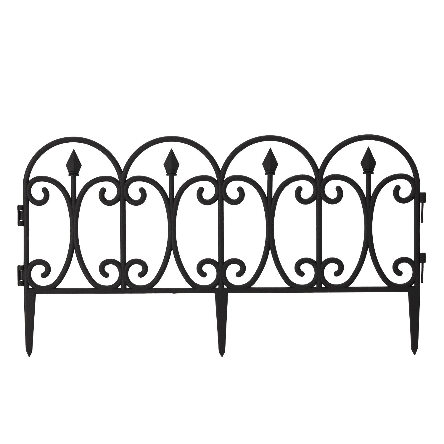 Set 4 panouri de gard decorativ gradina, PVC, set 4 x 60x33 cm, negru