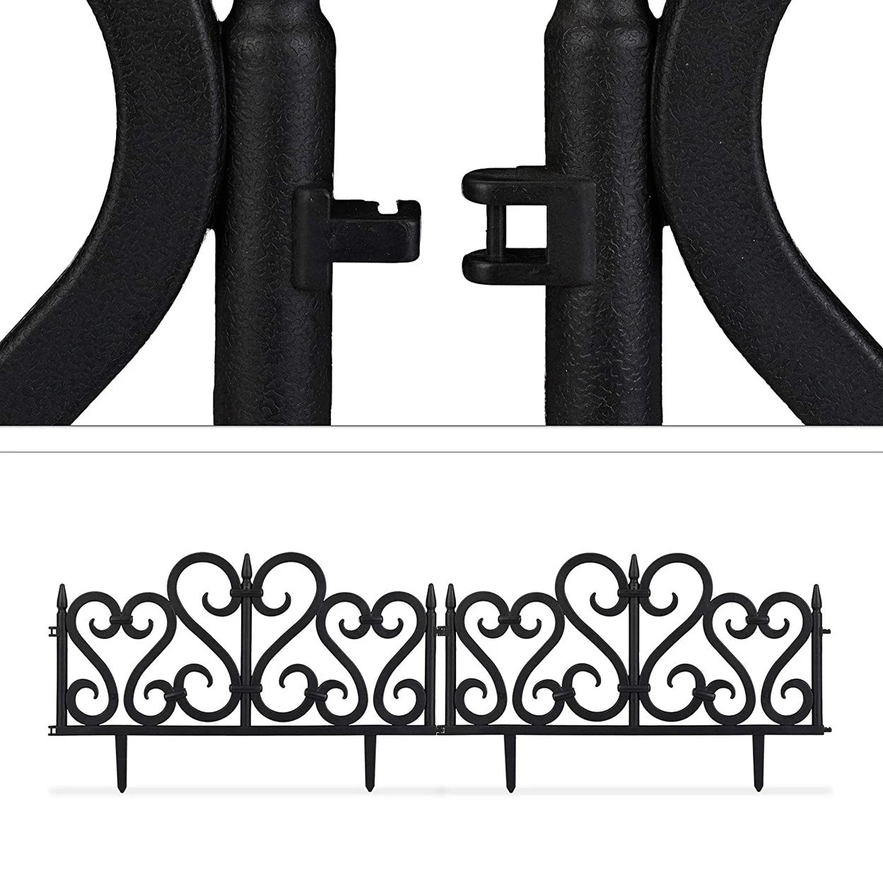 Set 4 panouri de gard decorativ gradina, flexibil, PVC, set 4 x 60x33 cm, negru