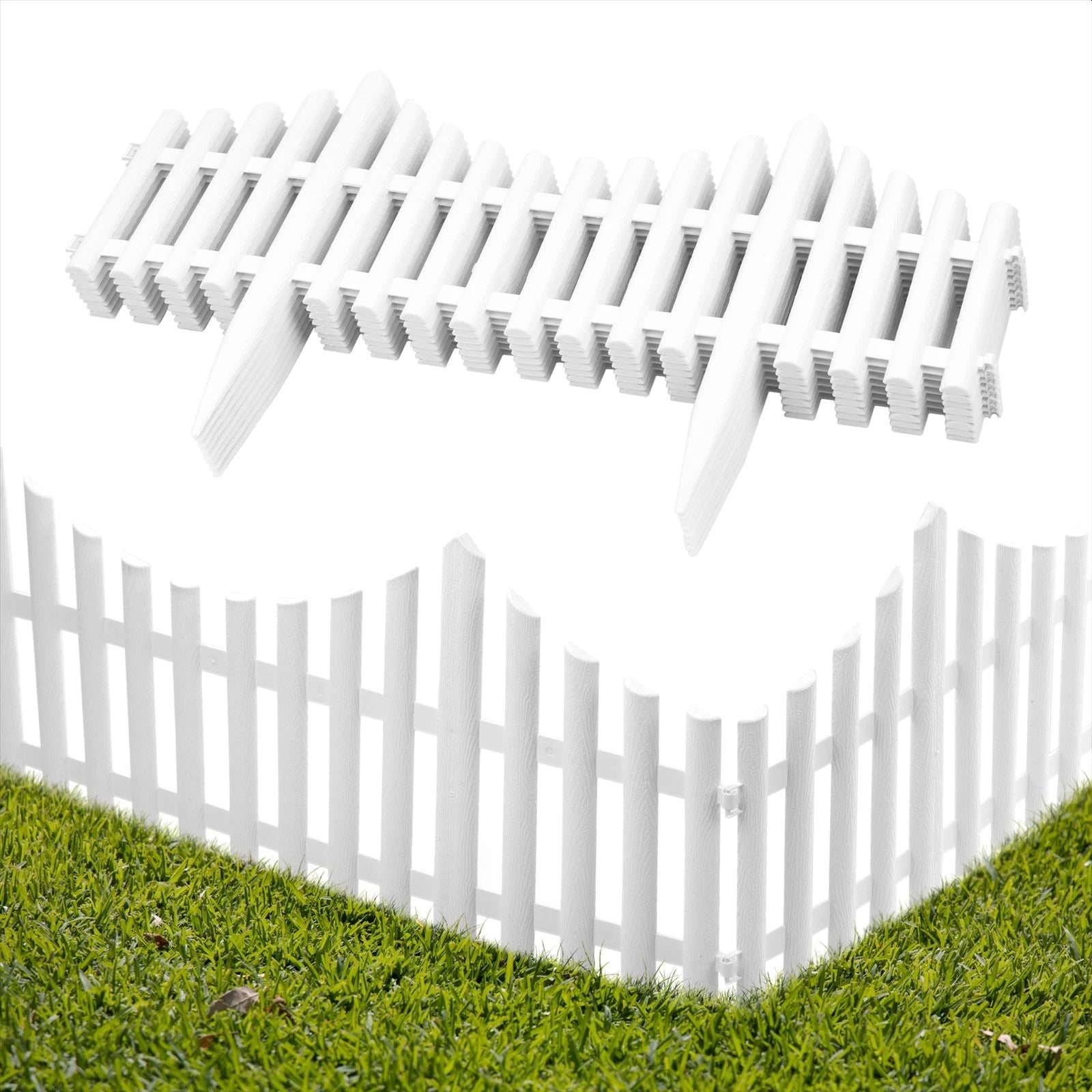 Set 4 panouri de gard decorativ gradina, flexibil, PVC, set 4 x 60x33 cm, alb