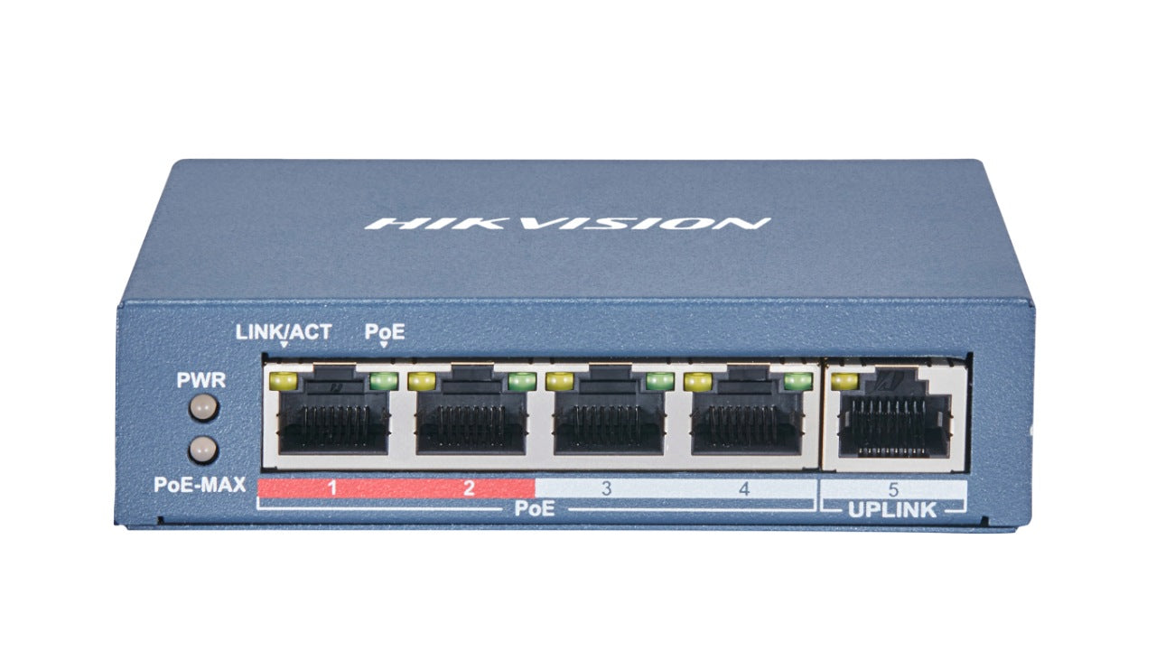 SWITCH PoE HIKVISION, port 10/100 x 4, unmanaged, nerackabil, carcasa metalica, "DS-3E0105P-E(B)"