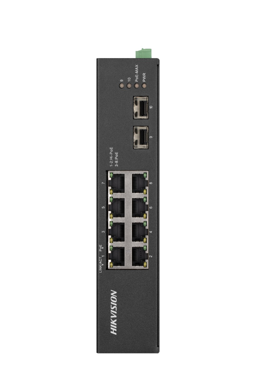 SWITCH Hikvision, Gigabit x 8, SFP x 2, carcasa metalica, "DS-3T0510HP-E/HS"