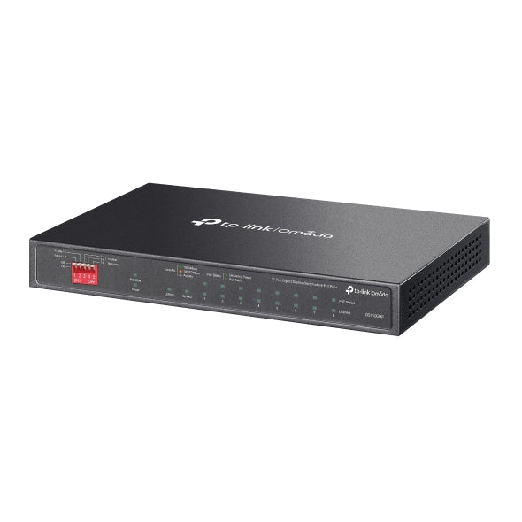SWITCH TP-LINK Omada unmanaged, 9×Gigabit RJ45, and 1×Gigabit combo SFP/RJ45 Port (8 porturi POE+ buget total 123W), carcasa metalica "DS110GMP"